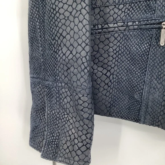 ALFANI Vintage Leather Snakeskin Print Moto Jacket Coat Size Large - Picture 3 of 8